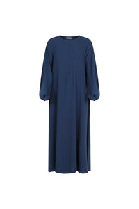 Kjole-dame-blaa-front-Abaya-Qamar