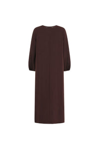 Kjole-dame-brun-back-Abaya-Qamar
