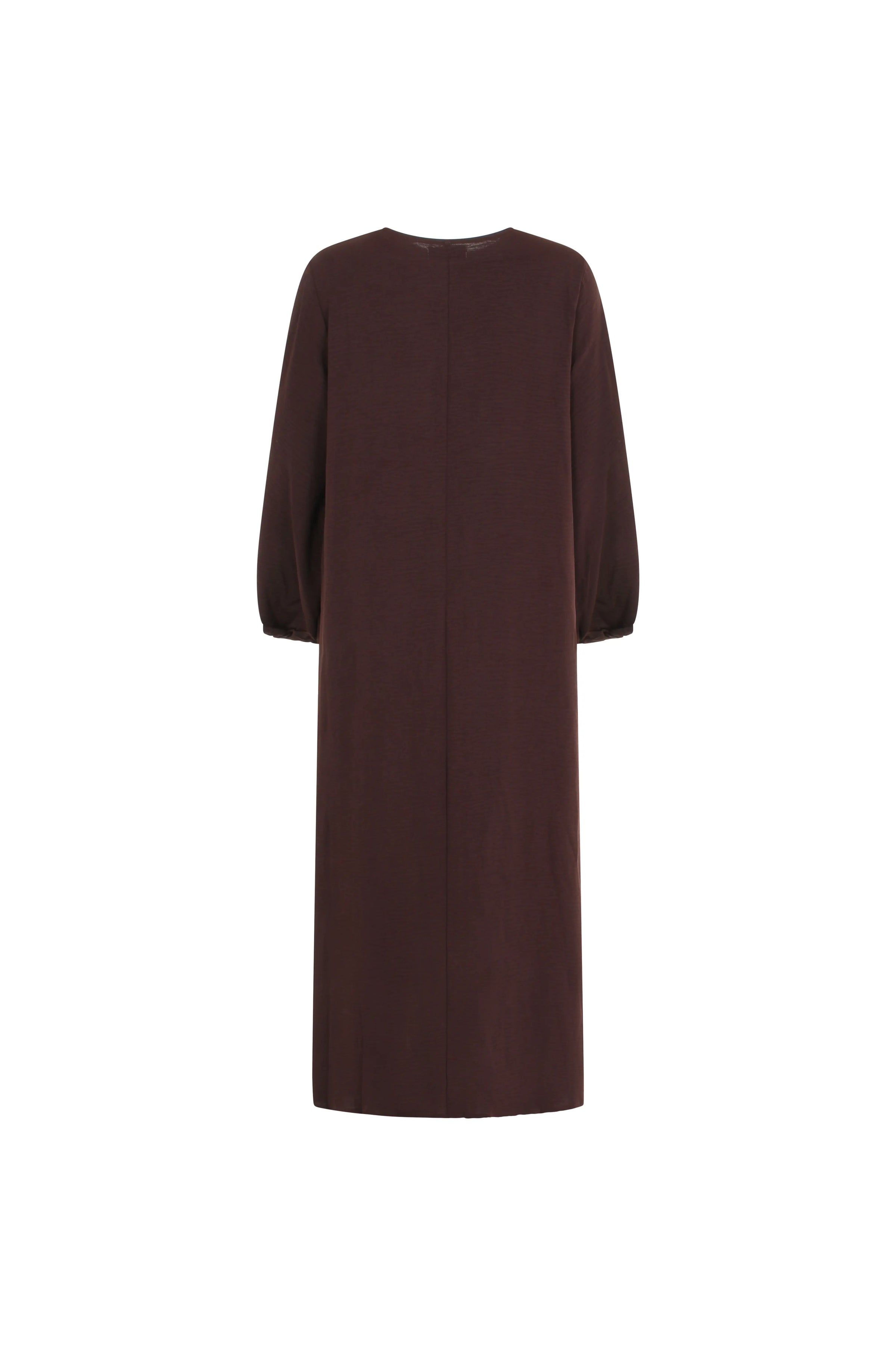 Kjole-dame-brun-back-Abaya-Qamar
