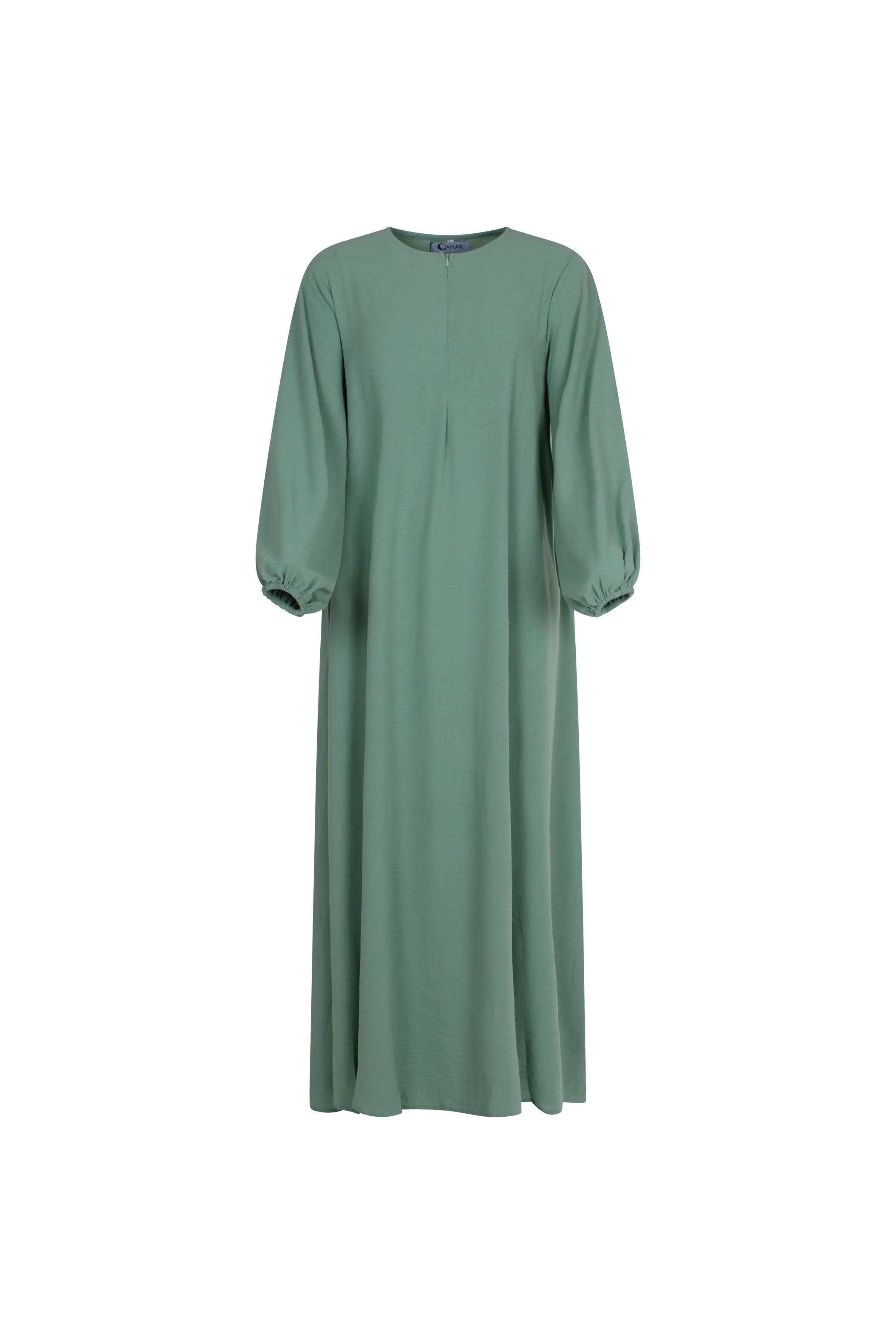 Kjole-dame-mint-gronn-front-Abaya-Qamar