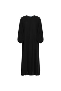 Kjole-dame-svart-front-Abaya-Qamar