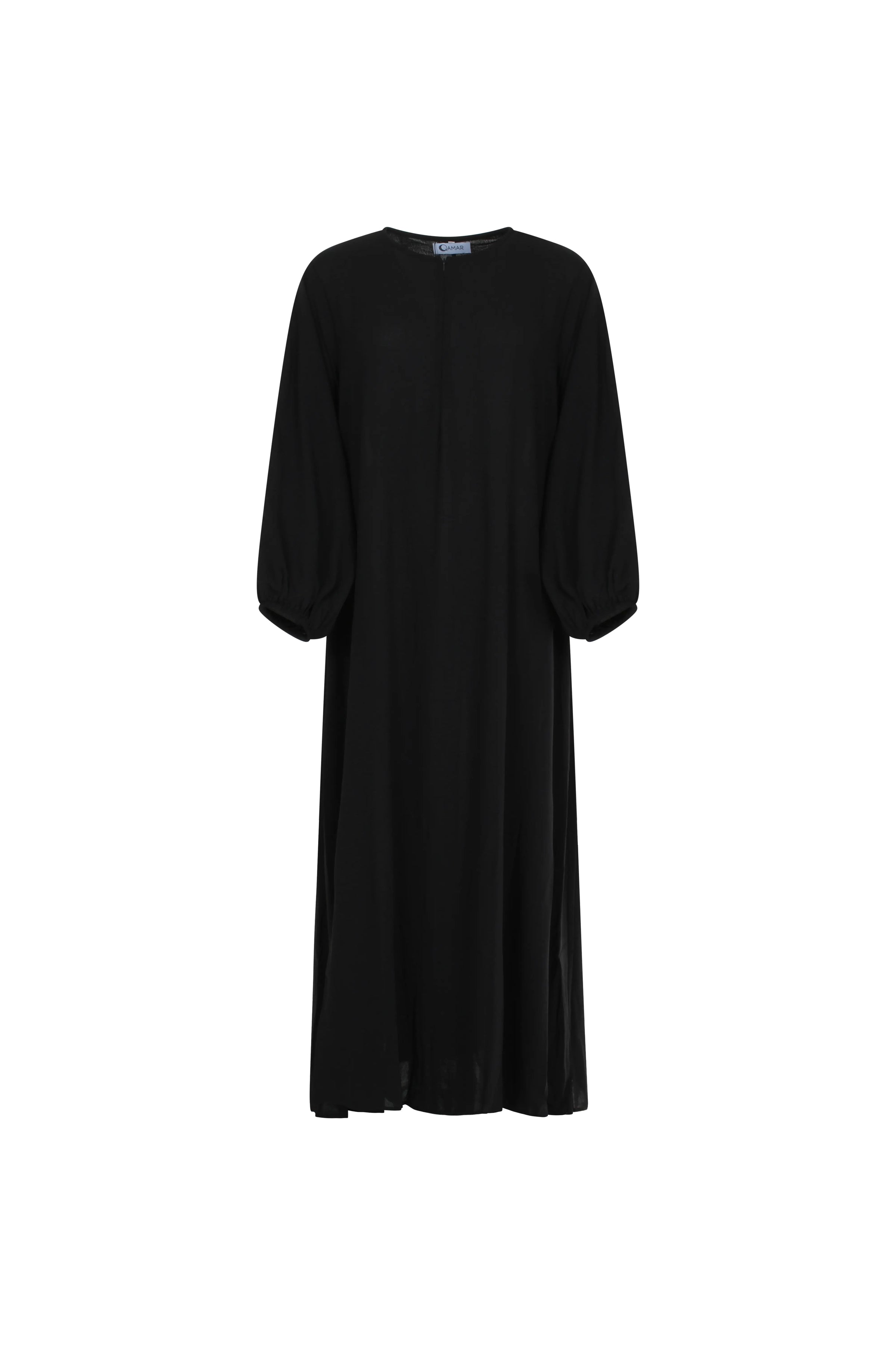 Kjole-dame-svart-front-Abaya-Qamar
