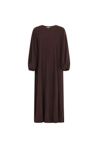Kjole-dame-brun-front-Abaya-Qamar